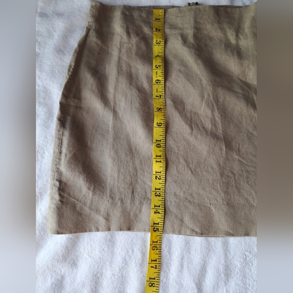 Zara 100% Linen Mini Skirt Nude Chain  Decor Side Zipper Back L - Picture 8 of 11